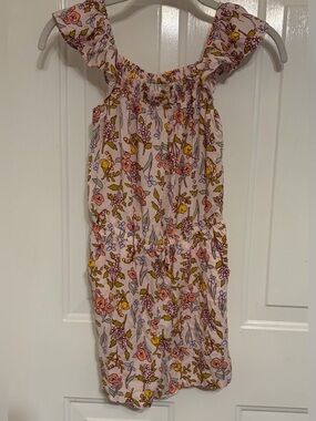 Cat & Jack Girls Floral Print Romper with Off-the-Shoulder Neckline Size 8 New!